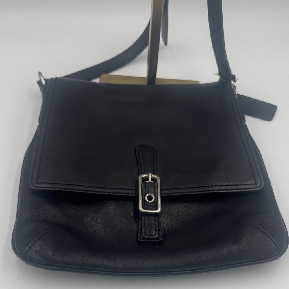 Elegant Coach Y2K Hamilton Black Leather Messenger Bag
